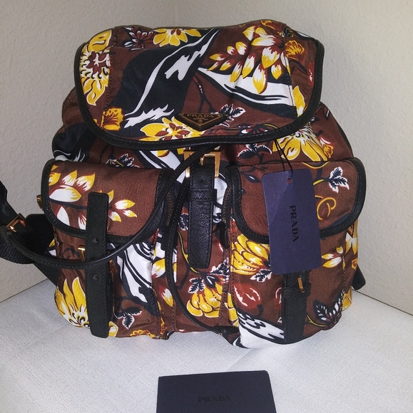 prada floral backpack